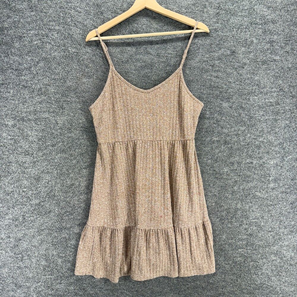 Unbranded Dress Women M Medium Beige Sheath Midi V-Neck Sleeveless Casual Solid